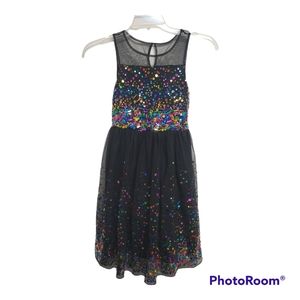 Speechless Black Colorful Sequin Girls Holiday Dress Size 12